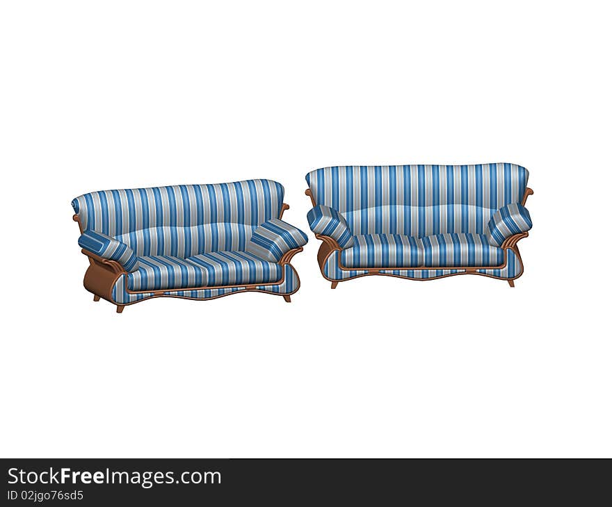 3d sofa in white background.