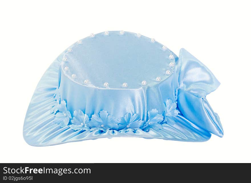 Children's blue hat on a white background