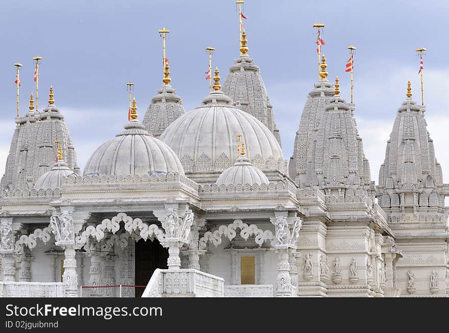 Colored flags on indian temple