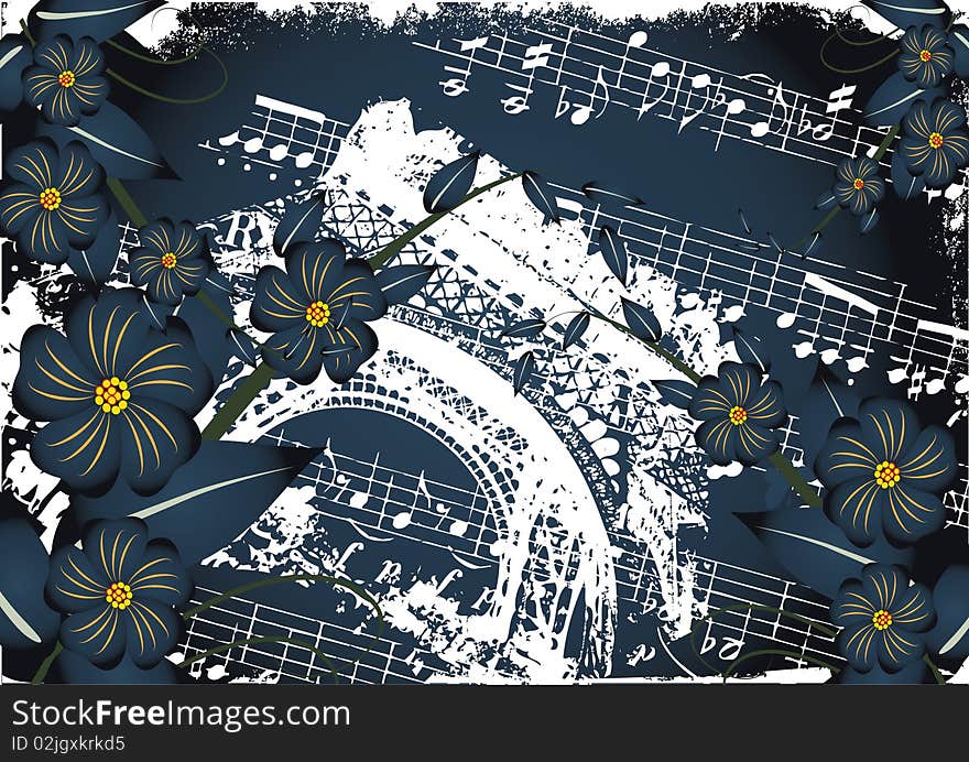 Abstract grunge musical background. Vector