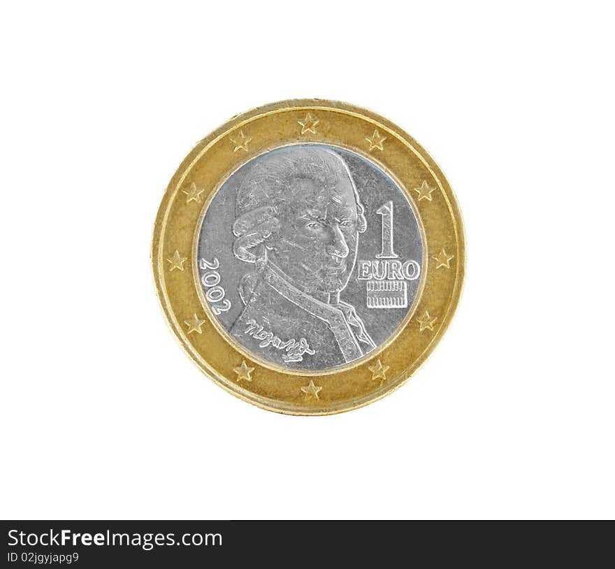 One euro coin isolated on white background