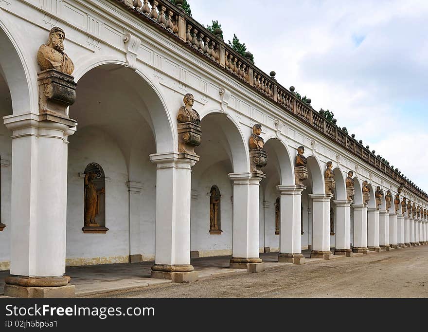 Colonnade in Flower garden in Kromeriz,Czech rep.