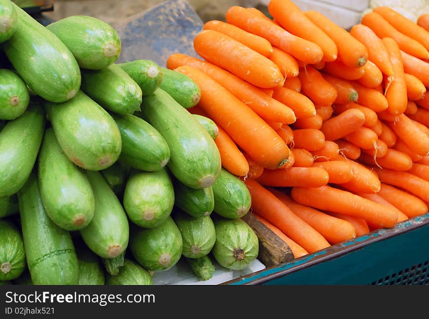 Close up of vegetables on market stand