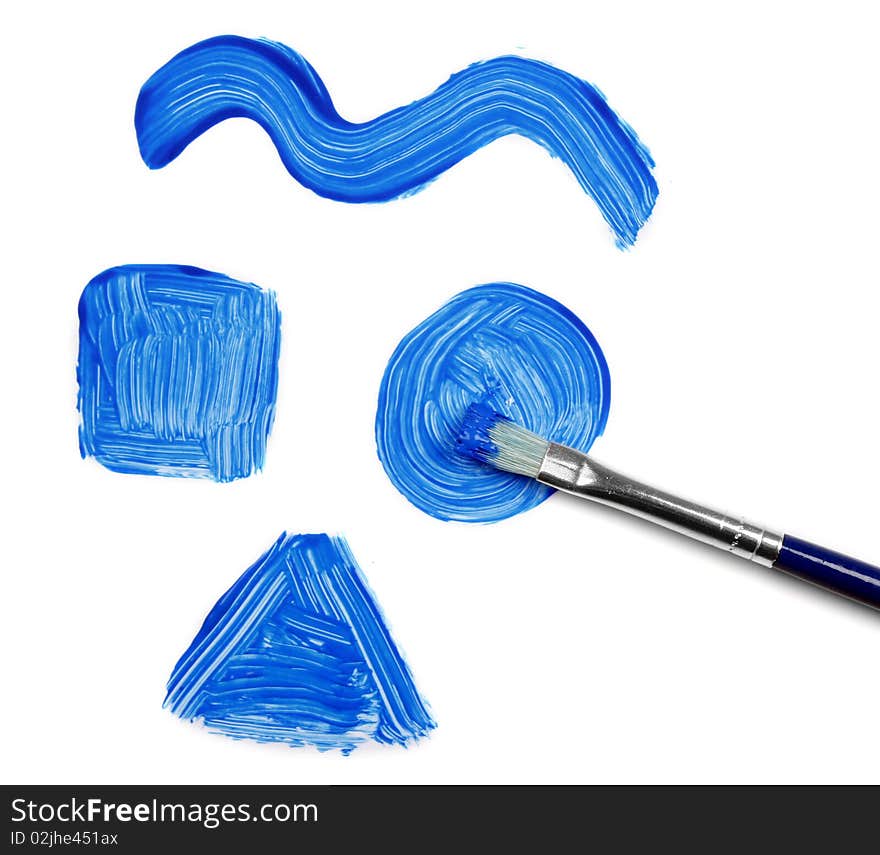 Blue color and brush on white background