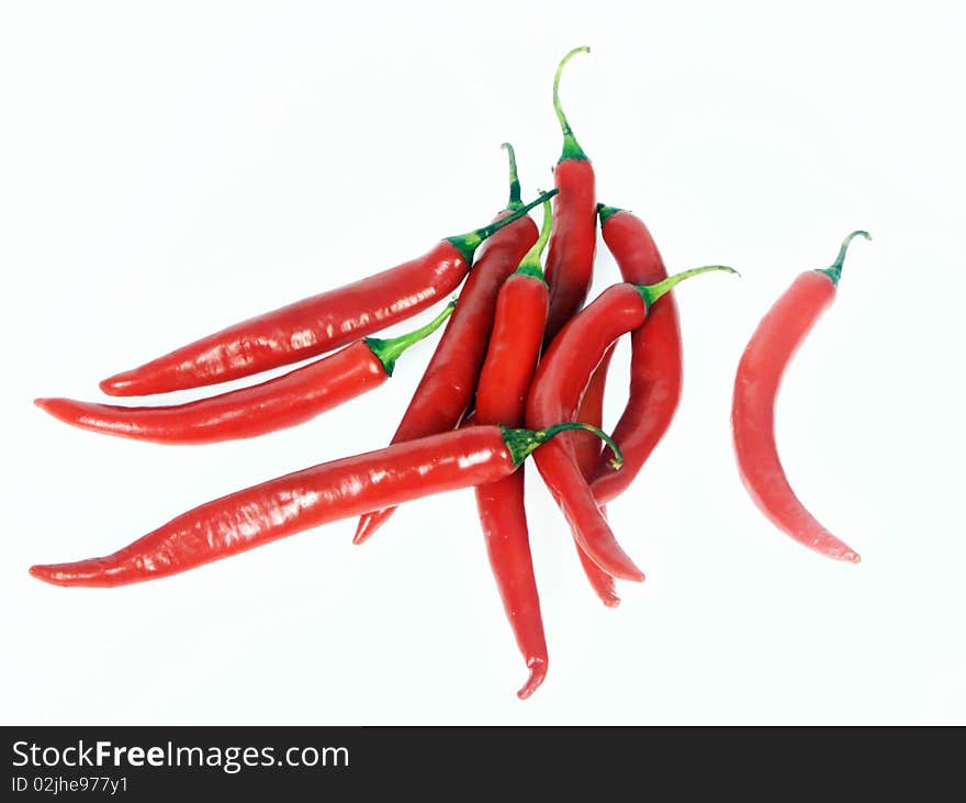 Red chilly on white background