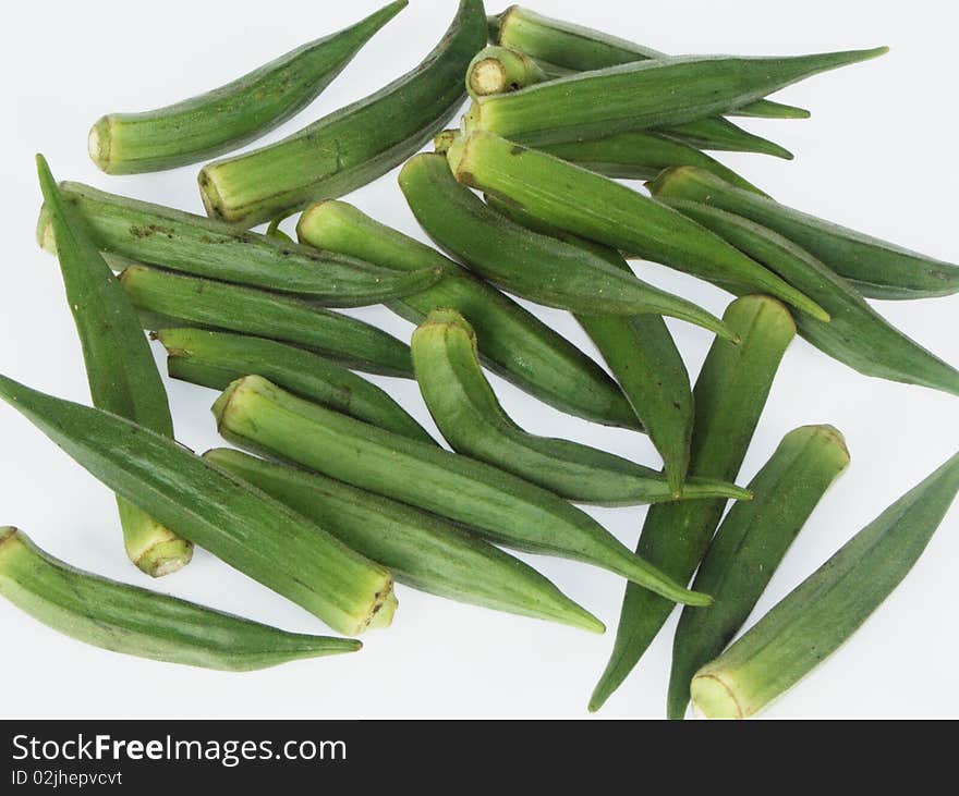 Okra Lady's Finger vegetable herb in green. Okra Lady's Finger vegetable herb in green