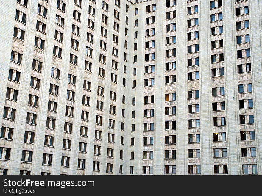 Corner of a wall with a lot of windows