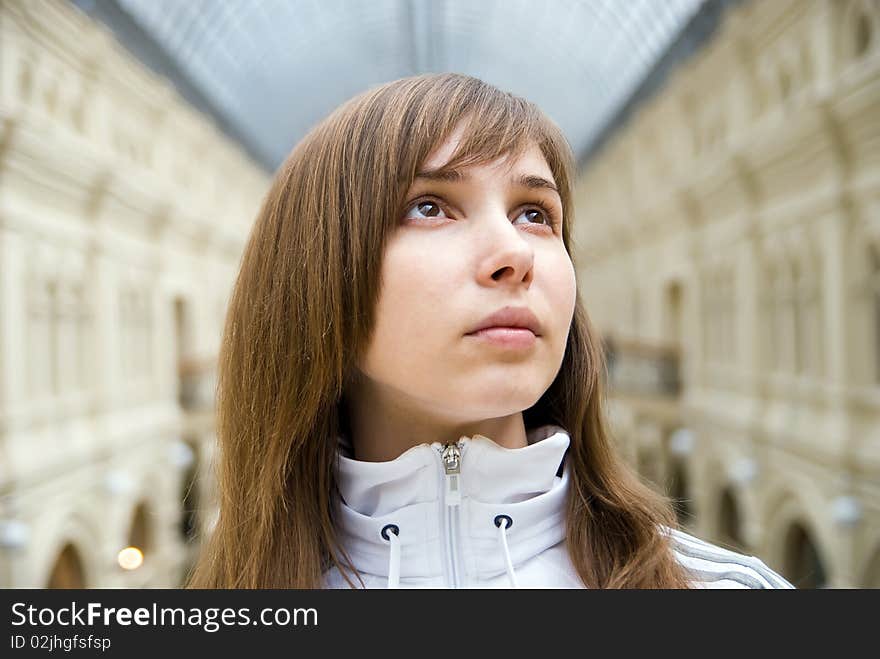 Girl under the glass arch gallery