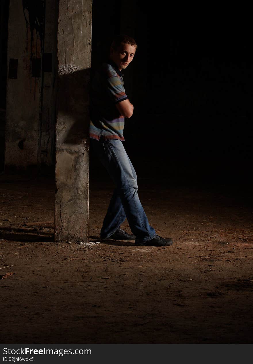 Outdoor shot of depressed man