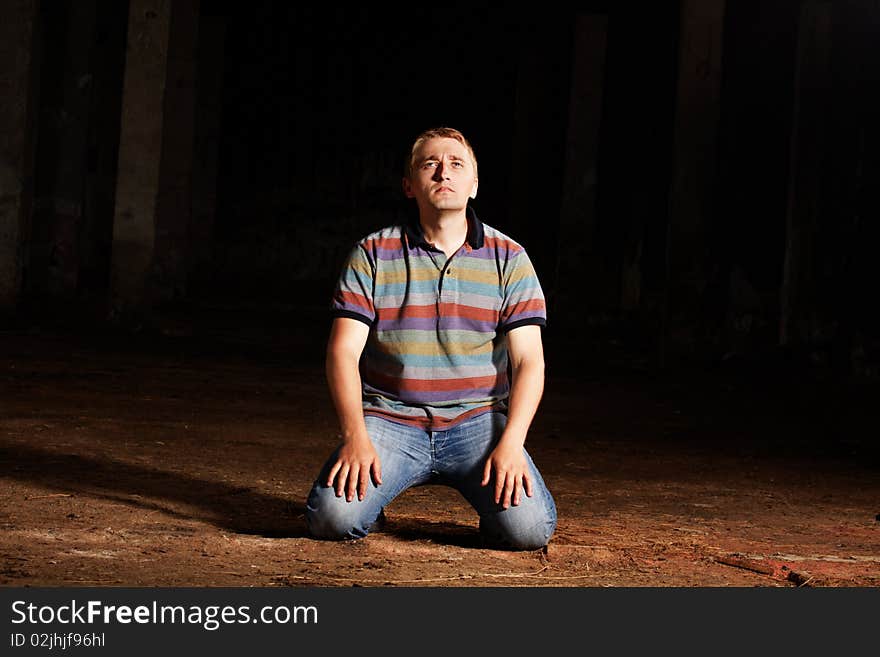 Outdoor shot of depressed man