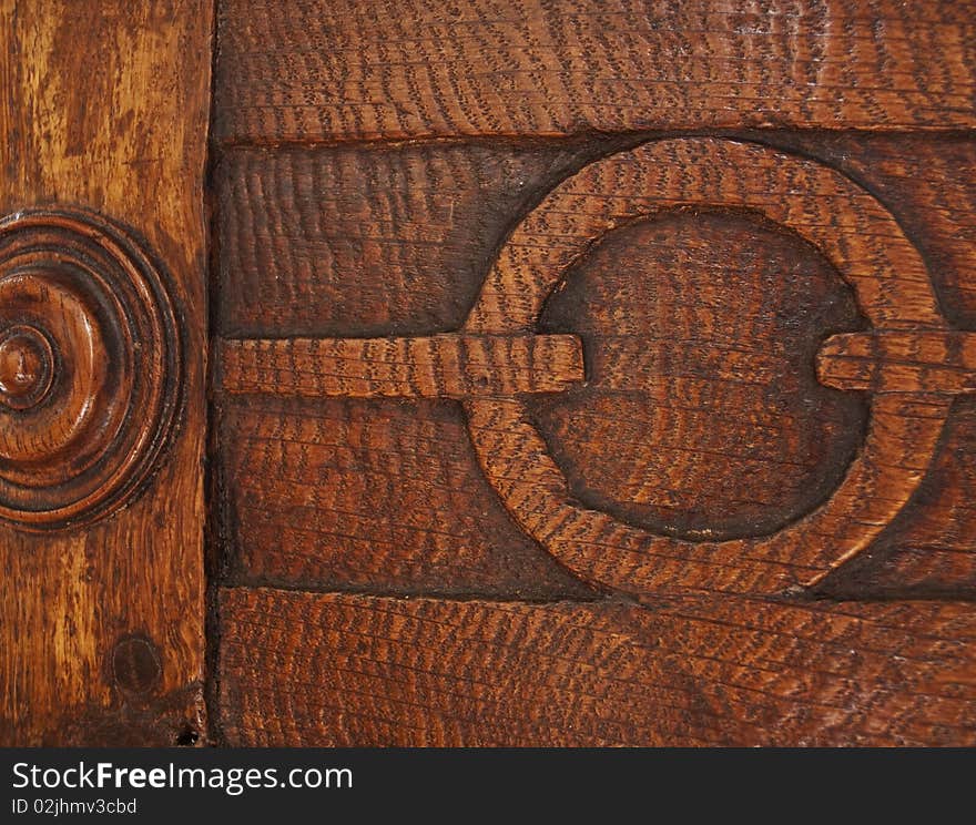 Detail from a curved wooden antique end table. Detail from a curved wooden antique end table.