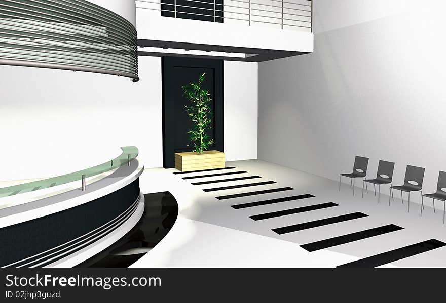 Abstract 3D rendering of modern office interior