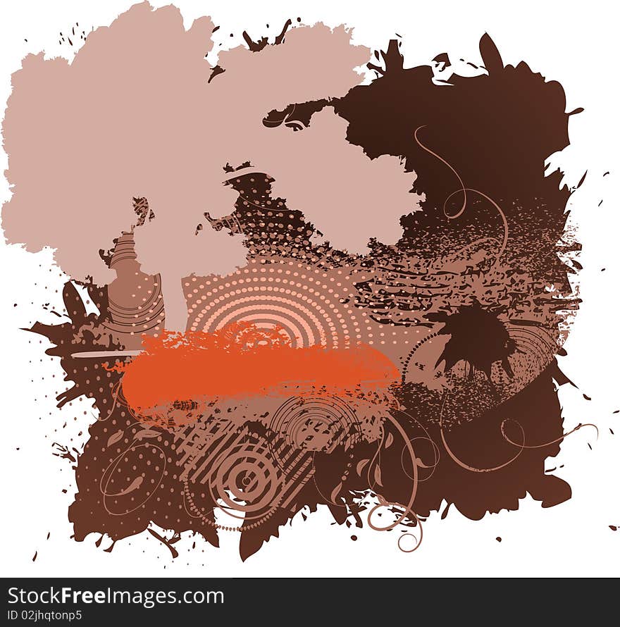 Tree silhouette on grunge a background. Vector illustration