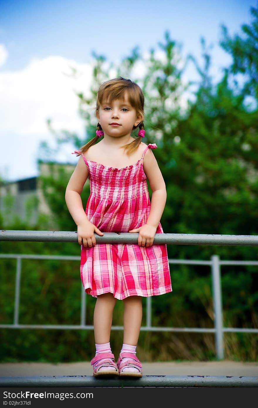 Little girl in pink dress