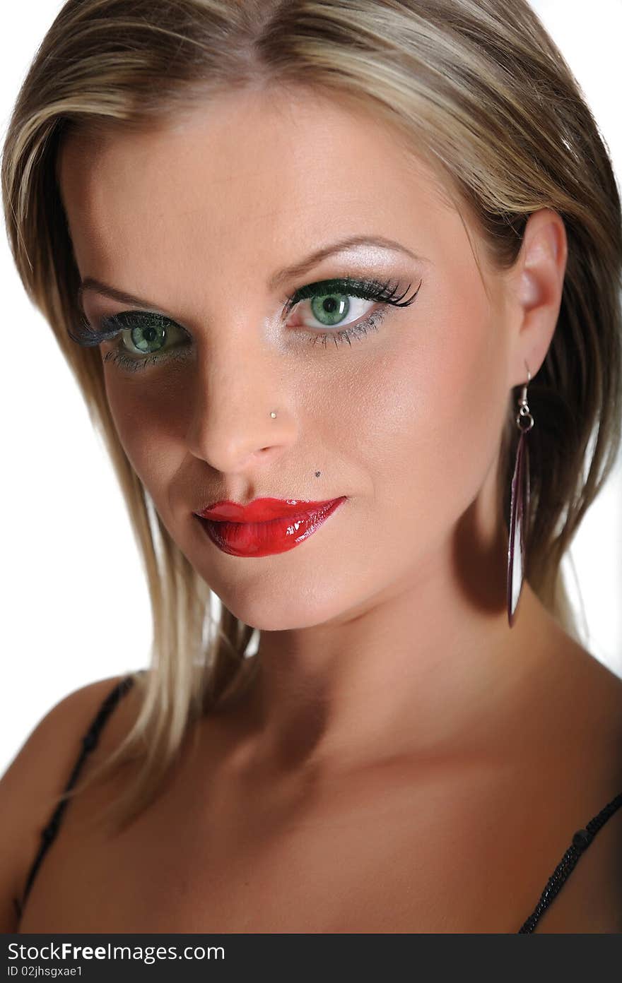 Beautiful sexy woman with bright make-up