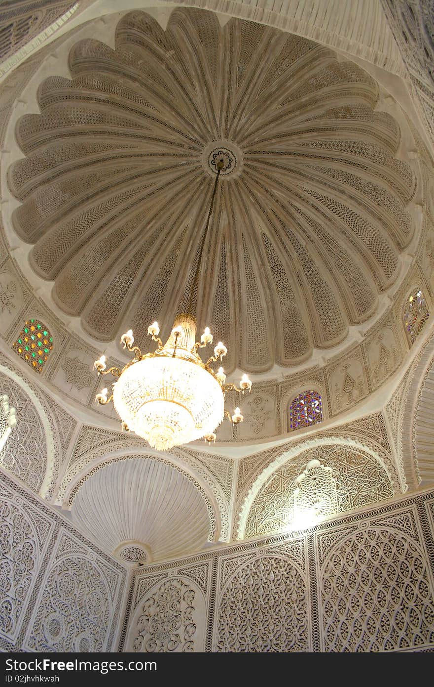 Decorated seilling in interior of a tower in a mosque of the Sidi Sahib Mosque in Tunisia. Decorated seilling in interior of a tower in a mosque of the Sidi Sahib Mosque in Tunisia