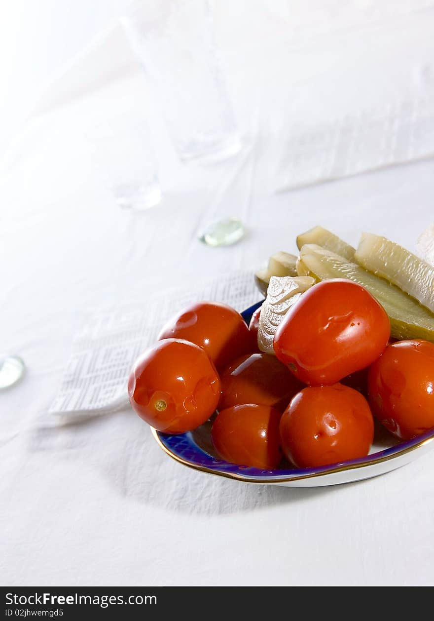 Salted Tomatoes And Pickled Cucumbers