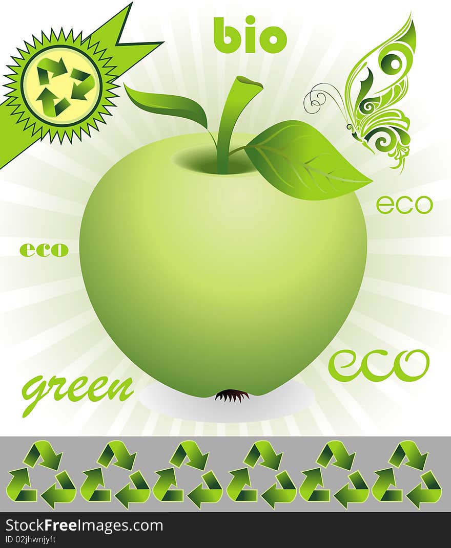 Ecology background with ecological apple