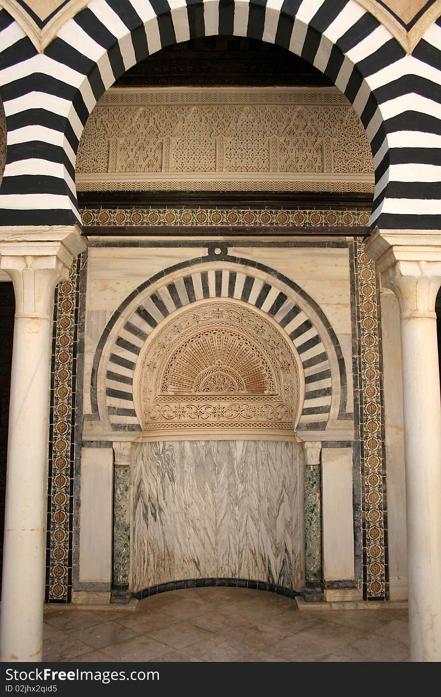 Inside decoration in a mosque in Kairuan in Tunisia