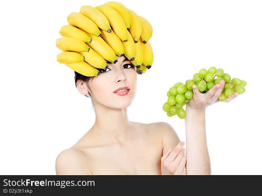 Banana and grapes