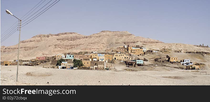 Village onwestern bank of the River Nile near Luxor (Thebes), Egypt,. Village onwestern bank of the River Nile near Luxor (Thebes), Egypt,