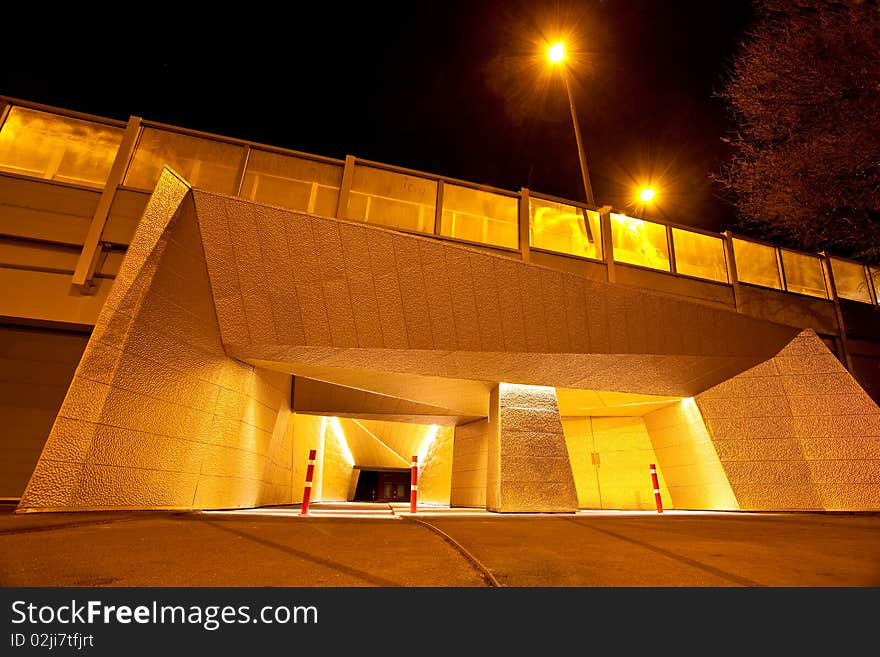 Bike tunnel at night