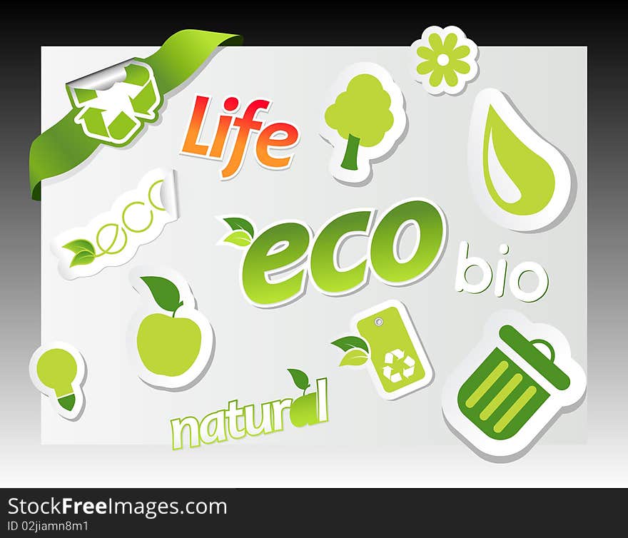 Set of ecology icons. Vector art