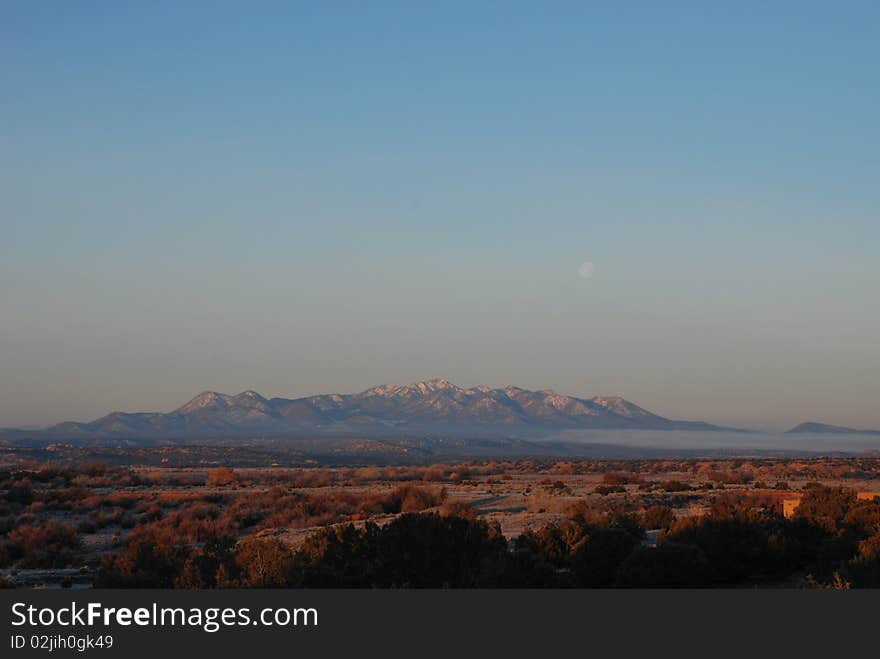 Mountain Ridge Galisteo New Mexico  With Moon