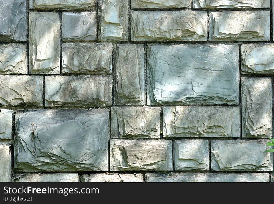 Stone wall in cyan color