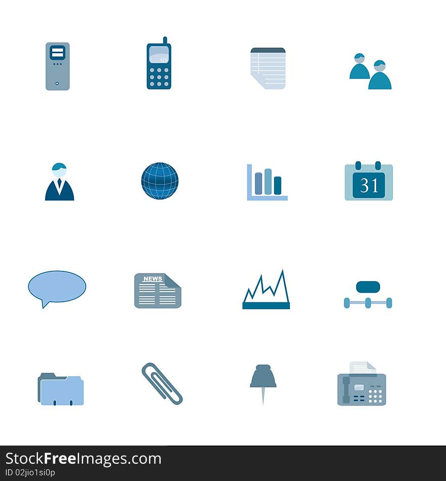 Business Icon Set in Blue