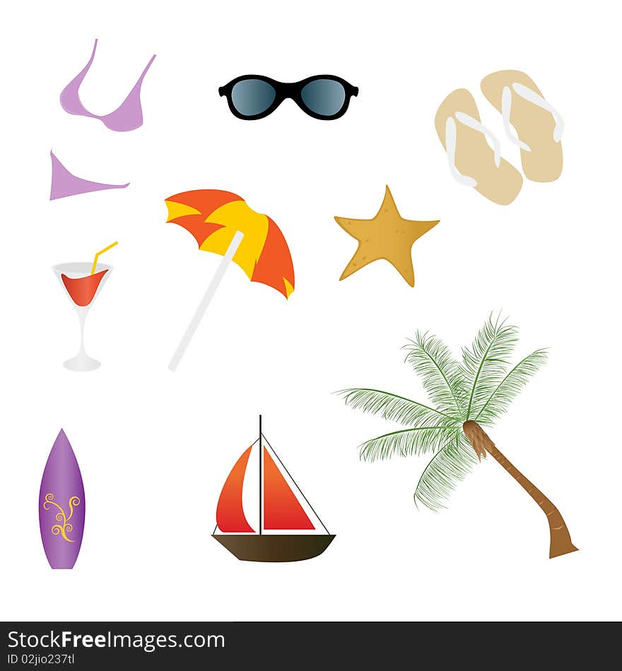 Beach and summer related icons. Beach and summer related icons