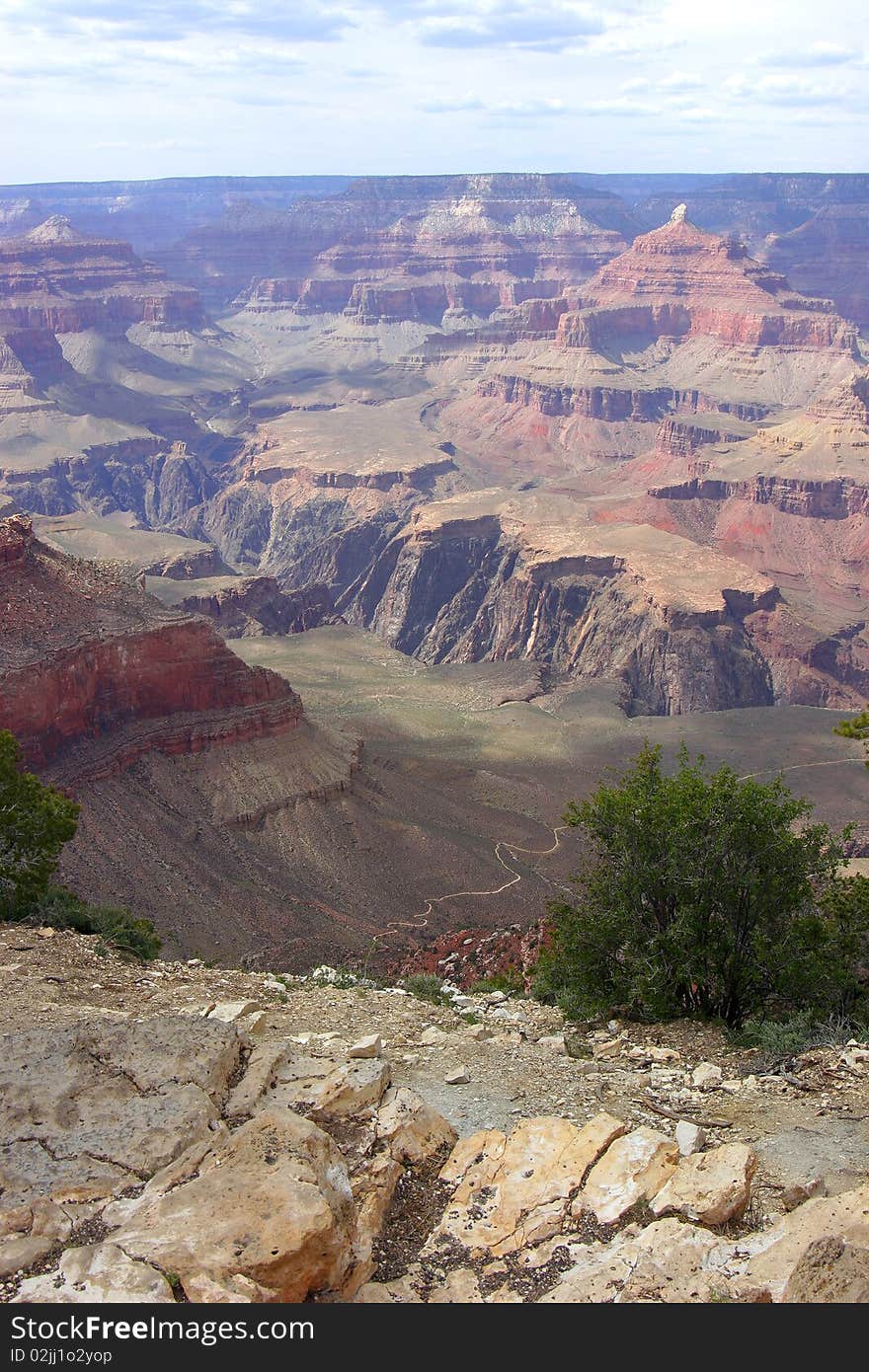 A perspective view of the Grand Canyon in a faint light. A perspective view of the Grand Canyon in a faint light.