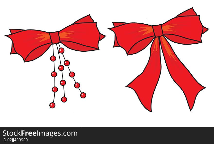 Big bows of red ribbon