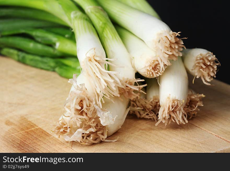 Green Onions on cutting board