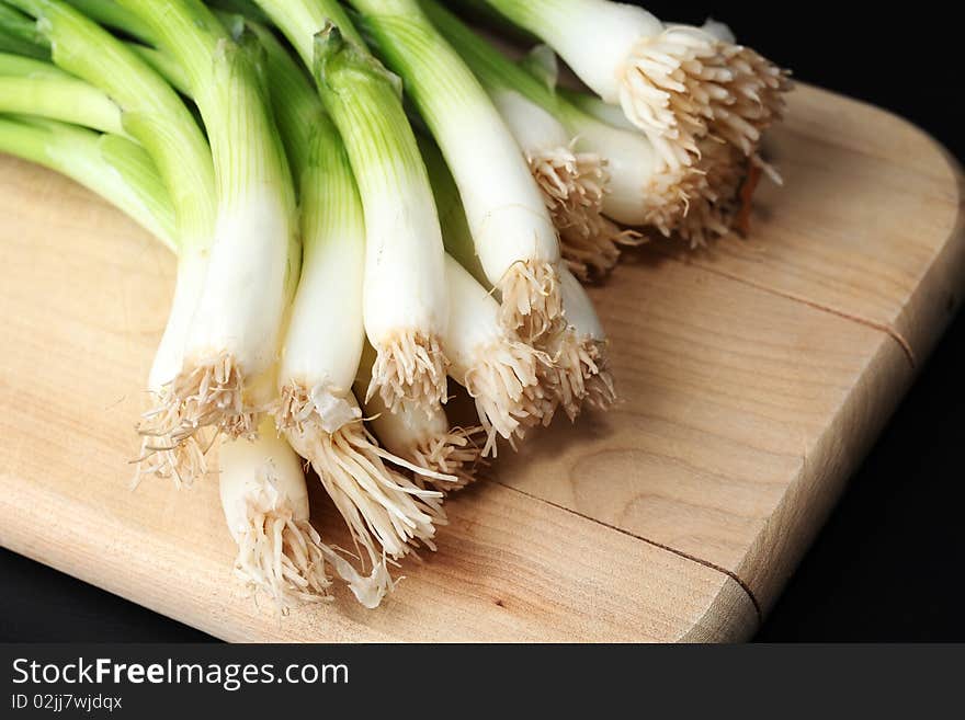 Green Onions on cutting board