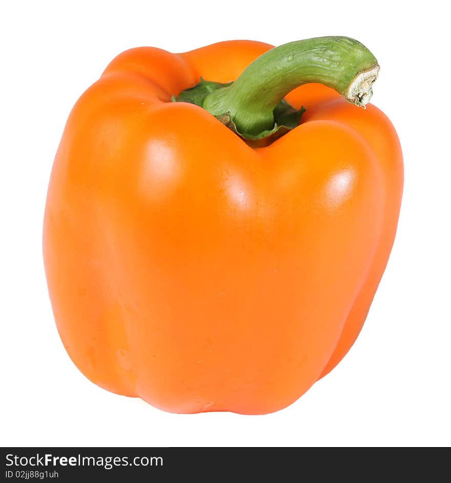 Orange bell pepper, isolated on white