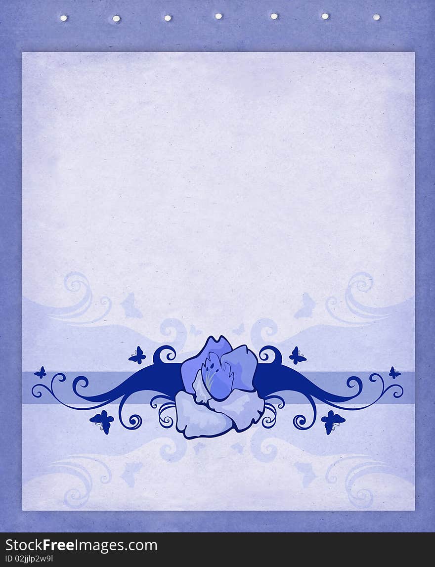 Old blue paper with floral design element. Old blue paper with floral design element.