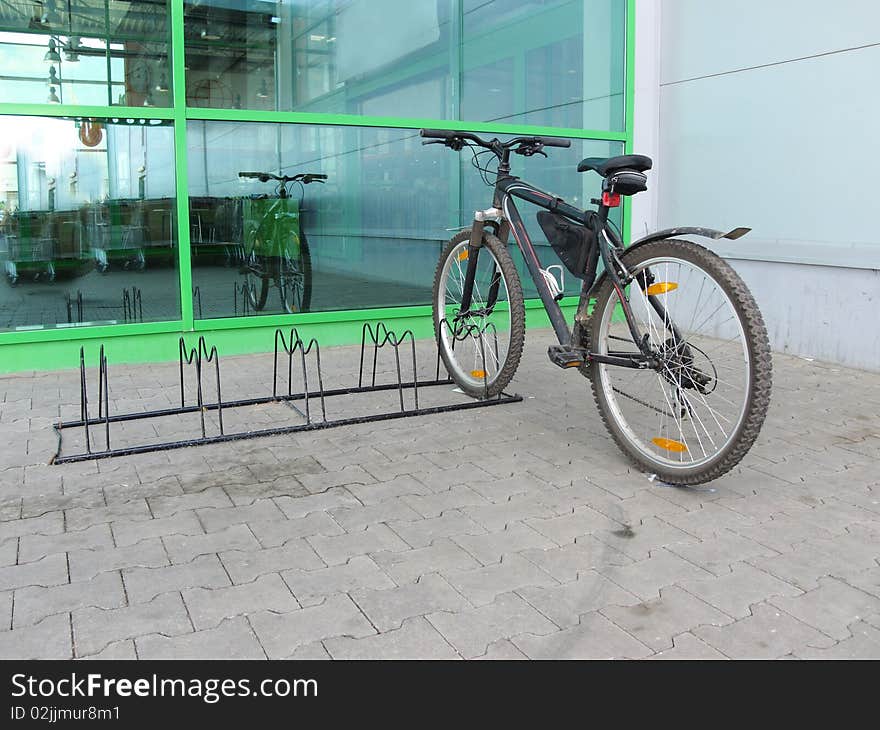 The image of bicycle at the parking