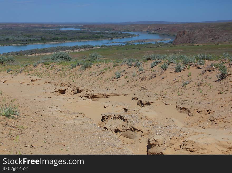 The a river in steppe. The a river in steppe