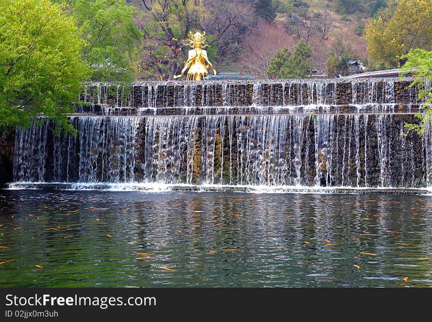 The view of small scaled waterfalls in the plateau region. The view of small scaled waterfalls in the plateau region