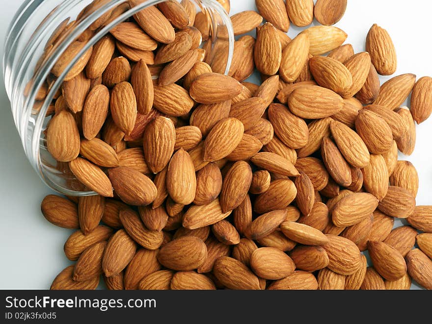 Heap of Almonds from glass bowl