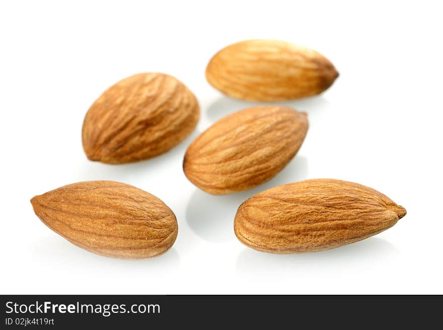 Almonds isolated on white background