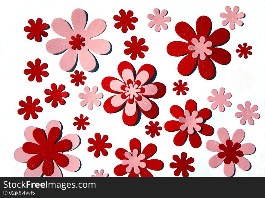 Red and pink paper flowers background. Red and pink paper flowers background