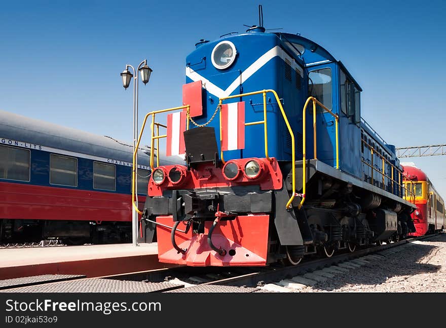 Old shunting locomotive in station. Old shunting locomotive in station