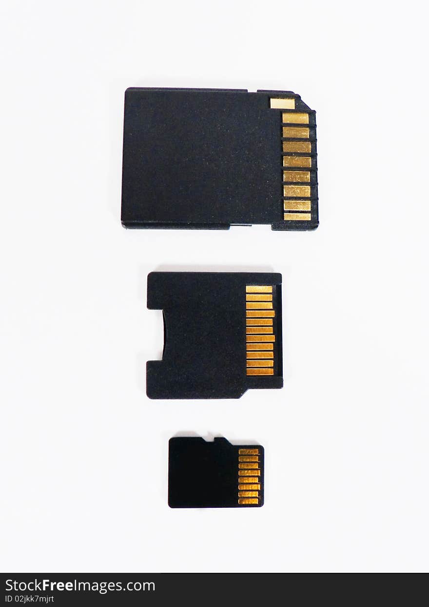 Secure Digital memory cards on white background