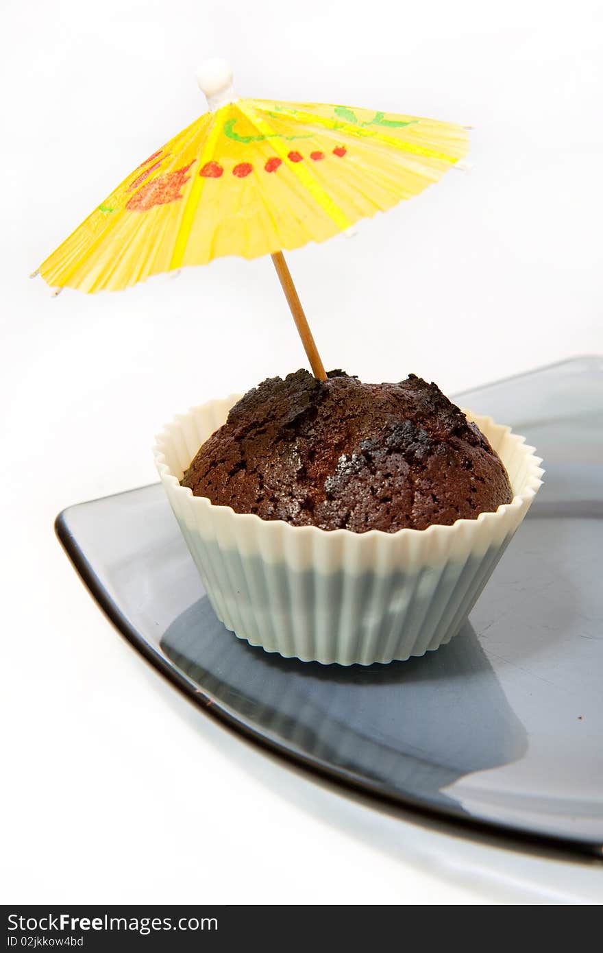 Fresh Chocolate Muffin on a plate