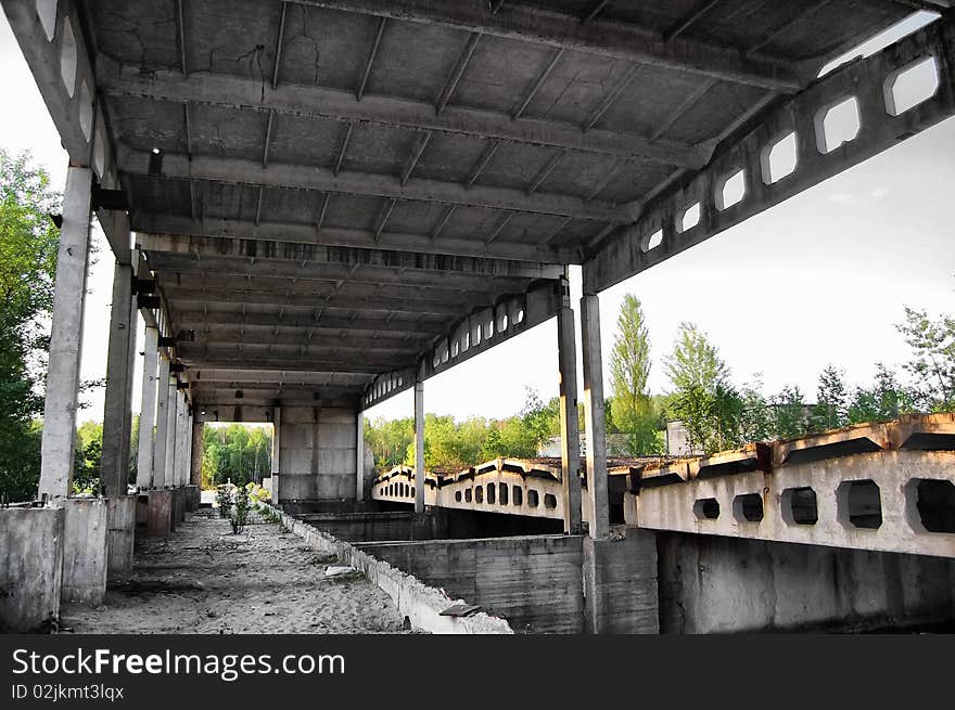 Near Chernobyl area. Modern ruins. Ukraine. Kiev region. Near Chernobyl area. Modern ruins. Ukraine. Kiev region