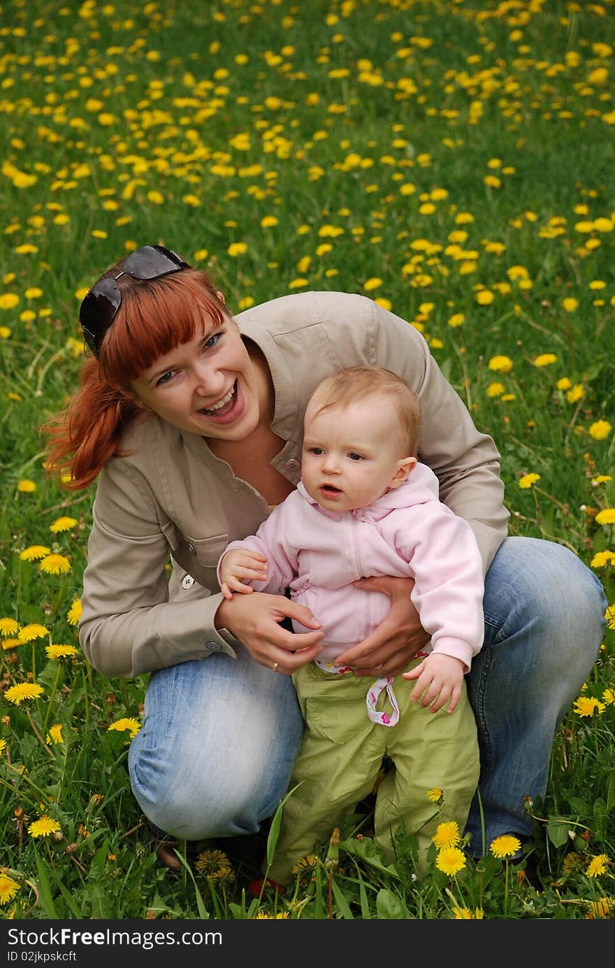 Mother and daughter in park