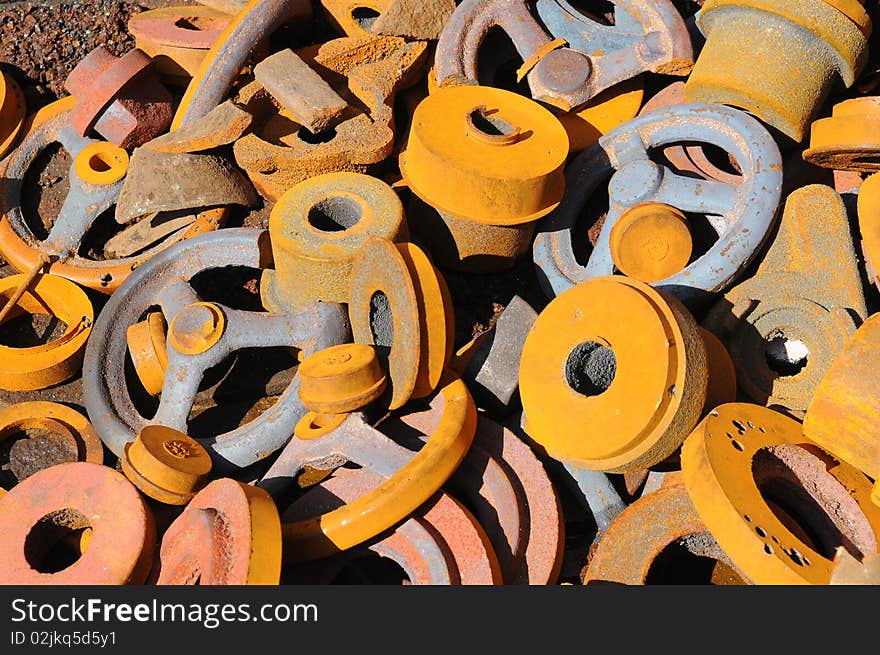 Old rusty iron gears colored. Old rusty iron gears colored