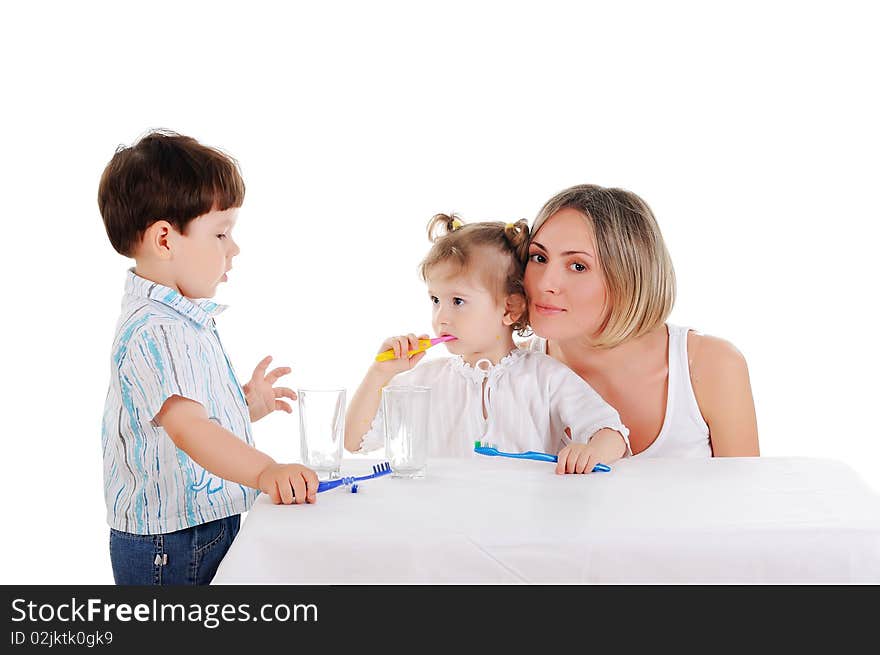 Mother and her daughter and son